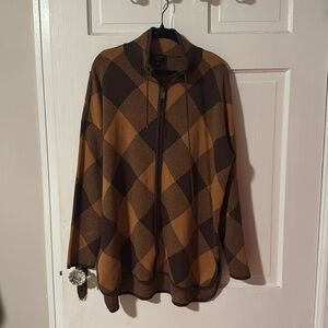 Jones New York Signature Women's Zip Up Sweater Sz M 60% cotton 40% polyester